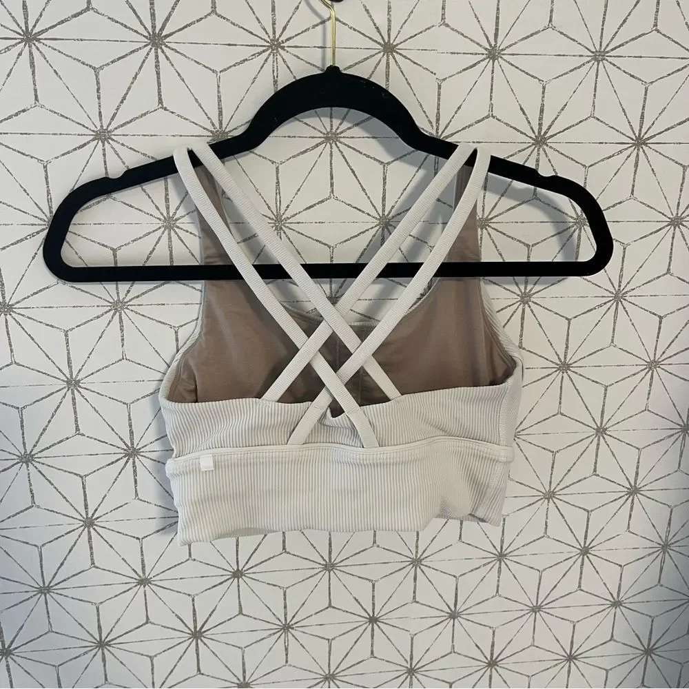 Lululemon Energy Bra White Longline Ribbed